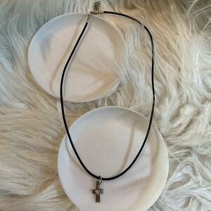 Black string cross pendant simple cute necklace